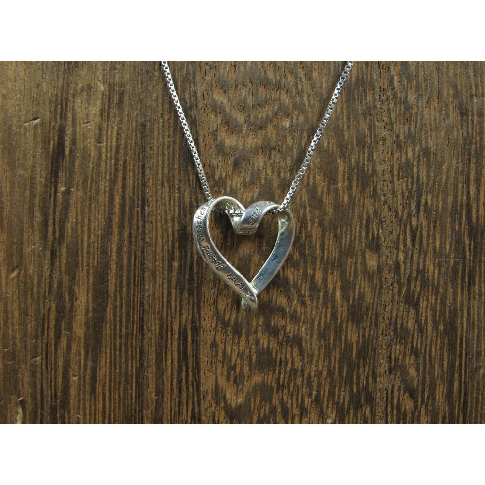 18" Sterling Silver Friendship Saying Pendant Necklace Vintage Minimalist